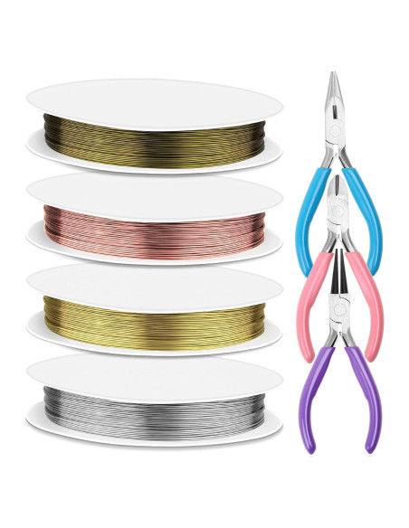 Juego de Alicates de Joyería Anezus 7 Piezas con Alambre Juego de Alicates de Joyería Anezus 7 Piezas con Alambre