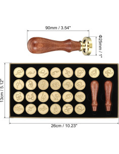 Kit de Sello de Cera PATIKIL Alfabeto 26 Letras con Mangos de Madera 2