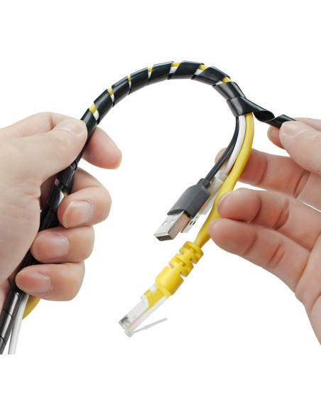 Envoltura de Cable Espiral XHF 10mm Negro 8m Organizador Envoltura de Cable Espiral XHF 10mm Negro 8m Organizador