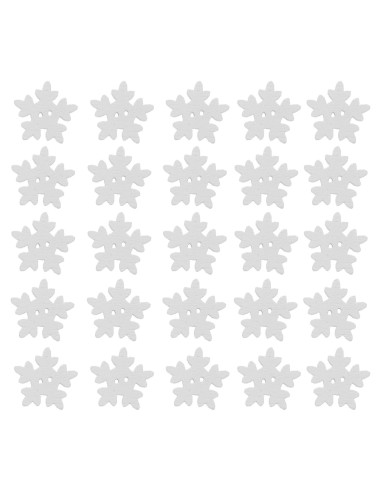 Botones de Madera Copo de Nieve ULTNICE 18mm 50pcs Blancos