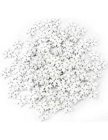Botones de Copo de Nieve Blancos Konsait 150pcs 18mm Madera