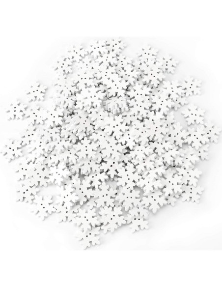 Botones de Copo de Nieve Blancos Konsait 150pcs 18mm Madera Botones de Copo de Nieve Blancos Konsait 150pcs 18mm Madera