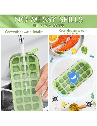 Bandeja de Hielo Silicone LettreQ 21 Cubos Fácil Liberación