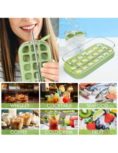 Bandeja de Hielo Silicone LettreQ 21 Cubos Fácil Liberación