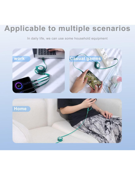 Cable Retráctil Multi USB C SIQIWO 1m 3 en 1 Carga Rápida Cable Retráctil Multi USB C SIQIWO 1m 3 en 1 Carga Rápida