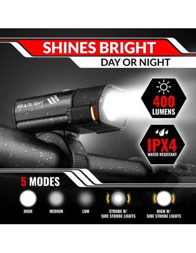 Juego de Luces Recargables GearLight S400 Pro para Bicicleta