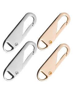 Tiradores de Cremallera UDDITXIDT 4 PCS Metálicos Dorados y Plateados