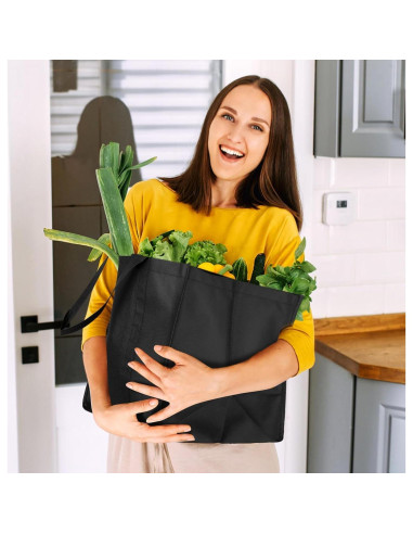Bolsas de Compras Reutilizables WISELIFE 10 Piezas Grandes Negras