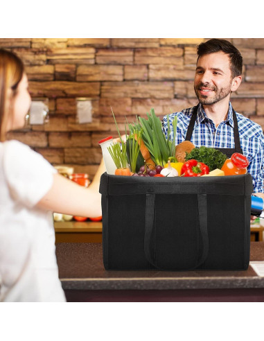 Bolsas de Compras Reutilizables WISELIFE 10 Piezas Grandes Negras