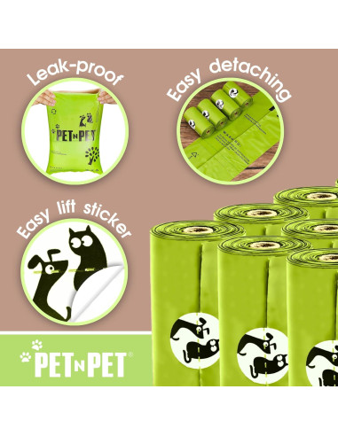 Bolsas de Excremento Pet N Pet Compostables 120 Cuentas 100% a Prueba de Fugas