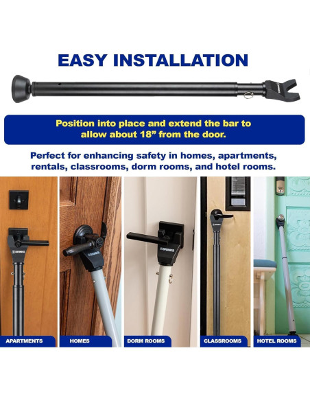 Barra de Seguridad Ajustable BRINKS para Puertas - Negro Barra de Seguridad Ajustable BRINKS para Puertas - Negro