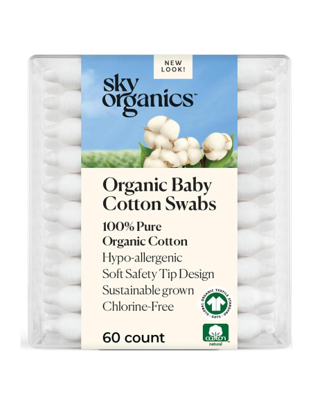 Bastones de Algodón Orgánico Sky Organics - 60 Unidades Bastones de Algodón Orgánico Sky Organics - 60 Unidades