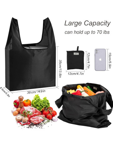 Bolsas Reutilizables Grandes CiCiGo 6 Piezas Lavables Negro