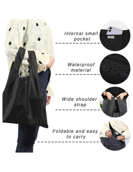 Bolsas Reutilizables Grandes CiCiGo 6 Piezas Lavables Negro Bolsas Reutilizables Grandes CiCiGo 6 Piezas Lavables Negro
