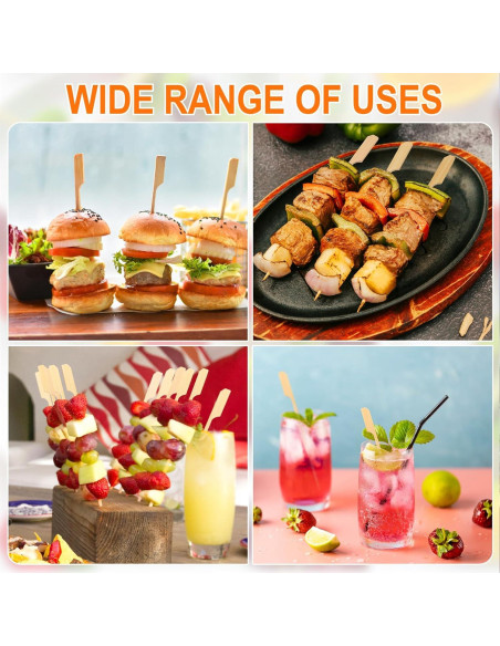Brochetas de Bambú DOUDOULE 11.9 cm 300PCS para Aperitivos Brochetas de Bambú DOUDOULE 11.9 cm 300PCS para Aperitivos