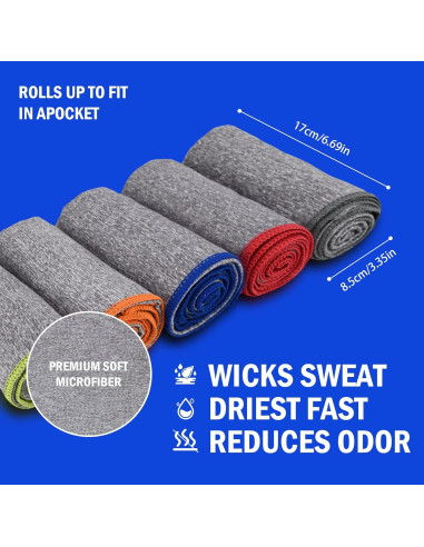 Toallas de Gimnasio Microfibra Vnoss 5 Piezas 40x68 cm Secado Rápido