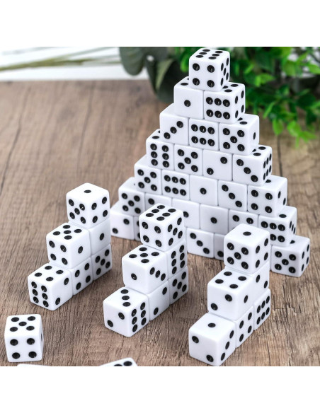 Paquete de 50 Dados Blancos 16mm - Dados Estándar para Juegos Paquete de 50 Dados Blancos 16mm - Dados Estándar para Juegos