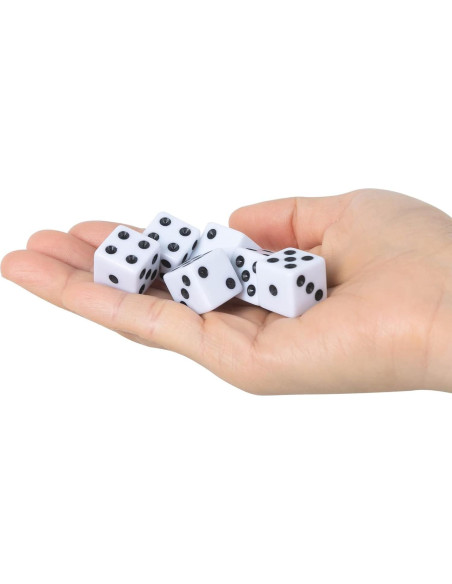 Paquete de 50 Dados Blancos 16mm - Dados Estándar para Juegos Paquete de 50 Dados Blancos 16mm - Dados Estándar para Juegos