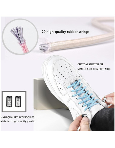 Cordones elásticos sin atar Anan520 para zapatos unisex - Negro