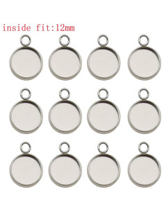 50 Bandejas de Colgante 12mm Acero Inoxidable Blanco iloveDIYbeads 2