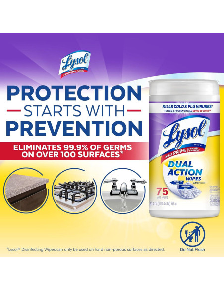 Toallitas Desinfectantes Lysol 75ct Aroma Cítricos Paquete 4 Toallitas Desinfectantes Lysol 75ct Aroma Cítricos Paquete 4