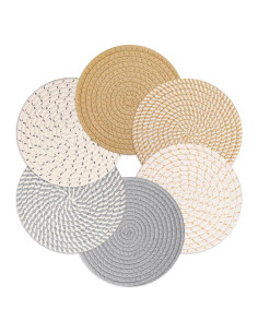 Trivets Redondos Billbotk 20 cm Algodón Boho - 6 Piezas