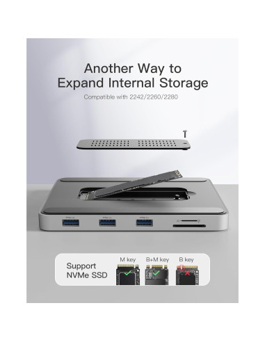 Inateck Hub USB C para iMac 24" 2021/2023 8-en-1 Plata