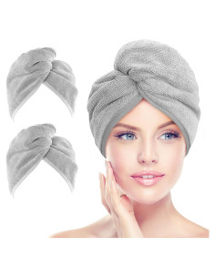 Toalla de Microfibra para el Cabello AIDEA - 2 Piezas Gris 66x25.4cm
