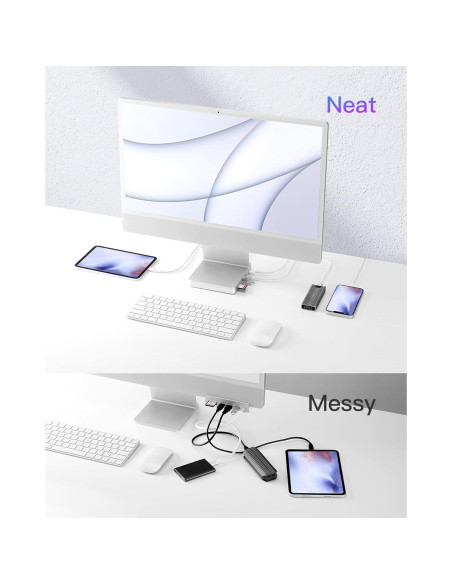 Inateck Hub USB C para iMac 24" 2021/2023 8-en-1 Plata Inateck Hub USB C para iMac 24" 2021/2023 8-en-1 Plata