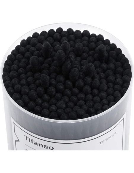 Bastones de Algodón Negros Tifanso - 200 Unidades Hipoalergénicos Bastones de Algodón Negros Tifanso - 200 Unidades Hipoalergénicos