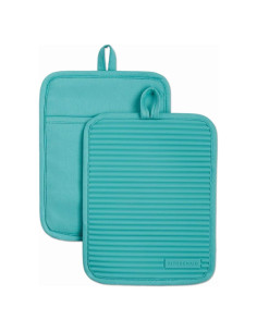 Juego de 2 agarraderas de silicona KitchenAid Aqua Sky 18x23cm