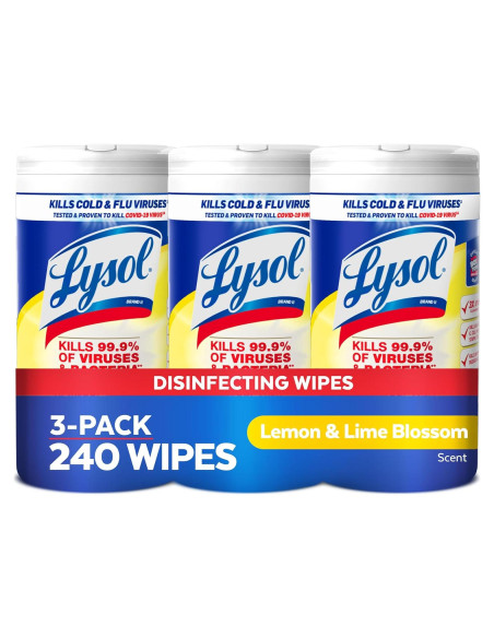 Toallitas Desinfectantes Lysol 80 Unidades Paquete de 3 Toallitas Desinfectantes Lysol 80 Unidades Paquete de 3