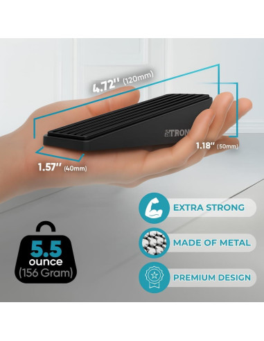 Tope de puerta pesado Hogar Más Fuerte - 2 paquetes, negro