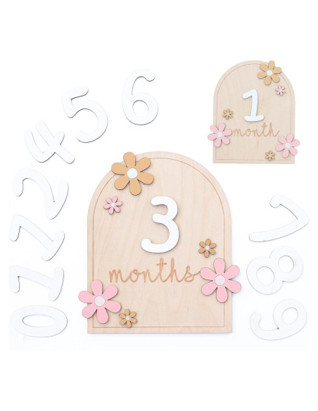 Tarjetas de Hitos Mensuales para Bebés HONOCOOLS - Madera Tarjetas de Hitos Mensuales para Bebés HONOCOOLS - Madera