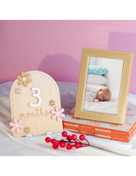Tarjetas de Hitos Mensuales para Bebés HONOCOOLS - Madera Tarjetas de Hitos Mensuales para Bebés HONOCOOLS - Madera