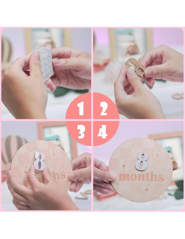 Tarjetas de Hitos Mensuales para Bebés HONOCOOLS - Madera