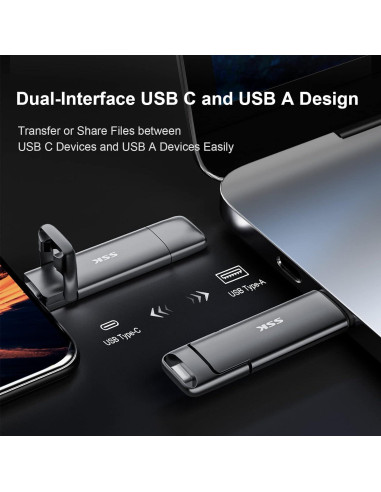SSK 1TB SSD Externo Doble USB-C y USB-A 550MB/s