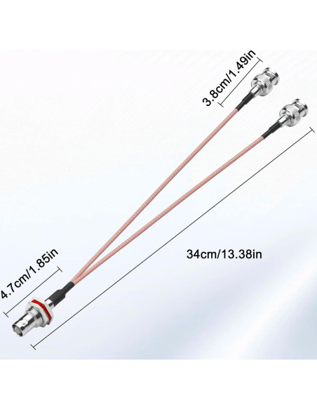 Cable Divisor Coaxial BNC MEIRYFA 34cm 50Ohm Hembra a Doble Macho
