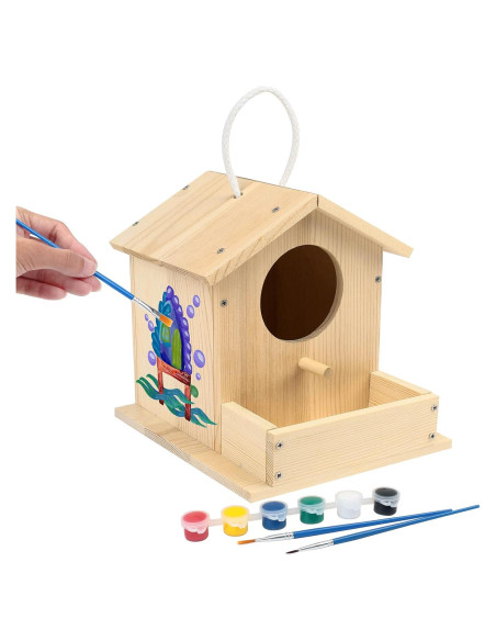 Kit Casa para Aves LotFancy DIY Madera 10 Piezas con Pinturas Kit Casa para Aves LotFancy DIY Madera 10 Piezas con Pinturas