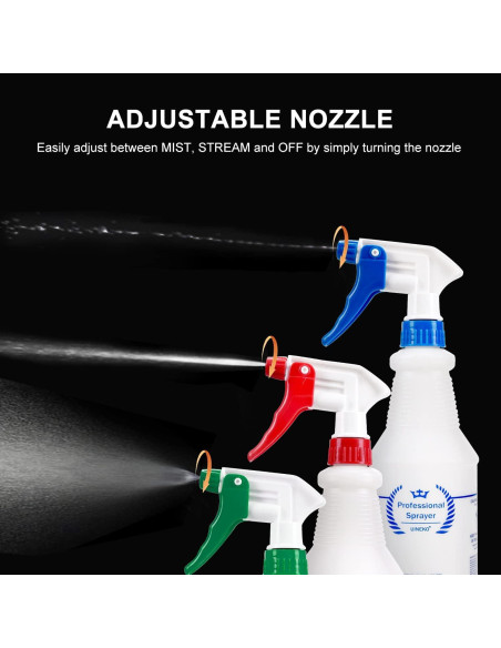Botellas de Spray Uineko 24 Oz (Paquete de 3) Ajustables Botellas de Spray Uineko 24 Oz (Paquete de 3) Ajustables