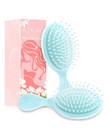 Cepillo de Pelo Mini NICEMOVIC Azul - 2 Unidades Viaje Cepillo de Pelo Mini NICEMOVIC Azul - 2 Unidades Viaje