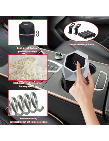Basurero de coche BFXM compacto con tapa, 600ml, negro