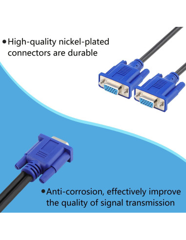 Cable Divisor VGA Pasow 1 Macho a 2 Hembras 0.46m 1080p