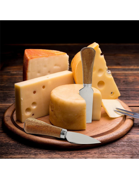 Juego de 6 cuchillos para queso Guojanfon con mango de madera Juego de 6 cuchillos para queso Guojanfon con mango de madera