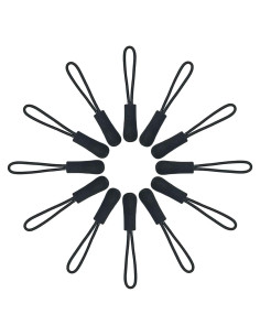 20 Pcs Tiradores de Cierre de Nylon Yuntop Negro 65mm