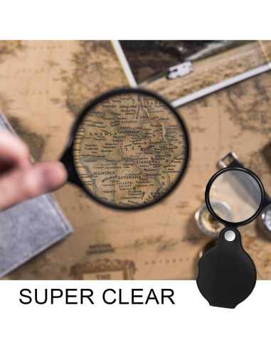 5 Mini Lupas de Bolsillo Awpeye 10X con Protección Negra