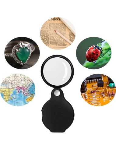 5 Mini Lupas de Bolsillo Awpeye 10X con Protección Negra