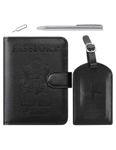 Portafolio de Pasaporte PASCACOO RFID con Etiqueta de Equipaje