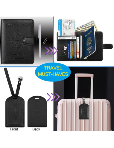 Portafolio de Pasaporte PASCACOO RFID con Etiqueta de Equipaje