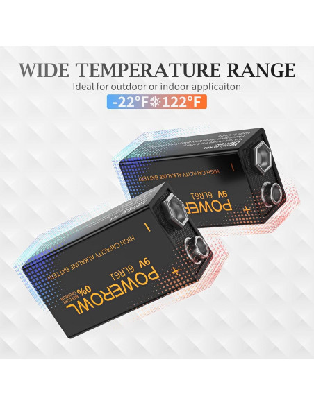 Baterías Alcalinas 9V POWEROWL 8 Piezas Duraderas Baterías Alcalinas 9V POWEROWL 8 Piezas Duraderas